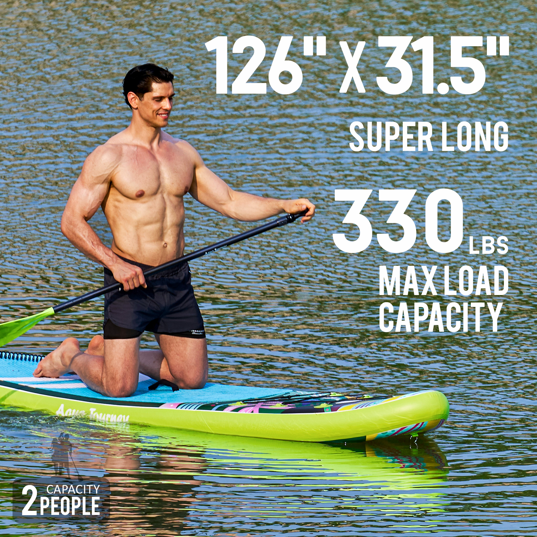 10'6"inflatable stand up paddle board ultra portable lightweight & stable|all in one kit w/aluminum paddle, dual action pump & backpack|lakes & oceans ready for family recreation by aquajourney